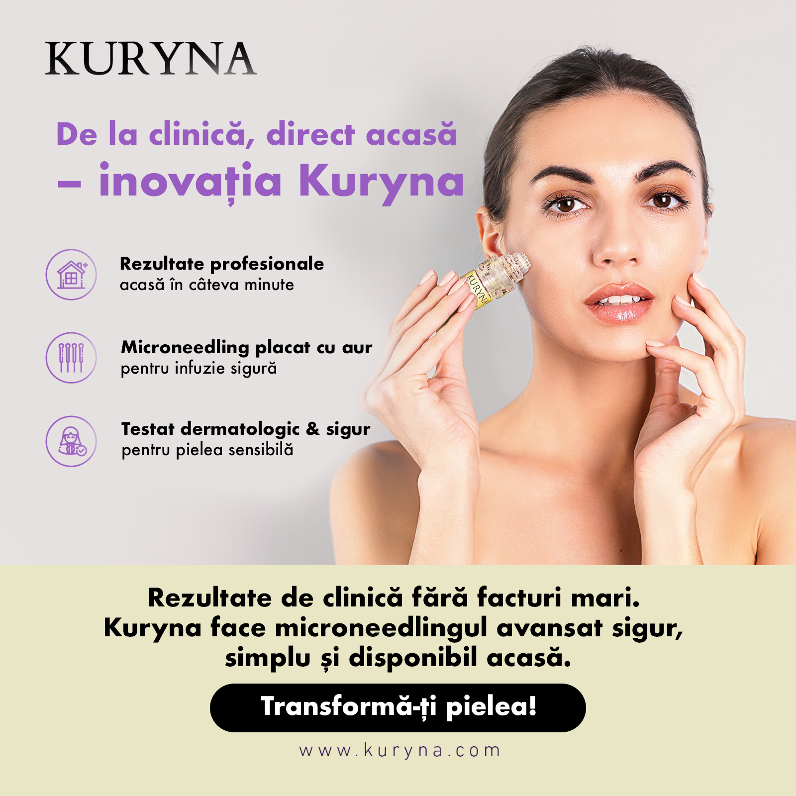 Kit GoldenSkin Microneedling (2 dispozitive) + Kuryna® Fiole (4 buc.)