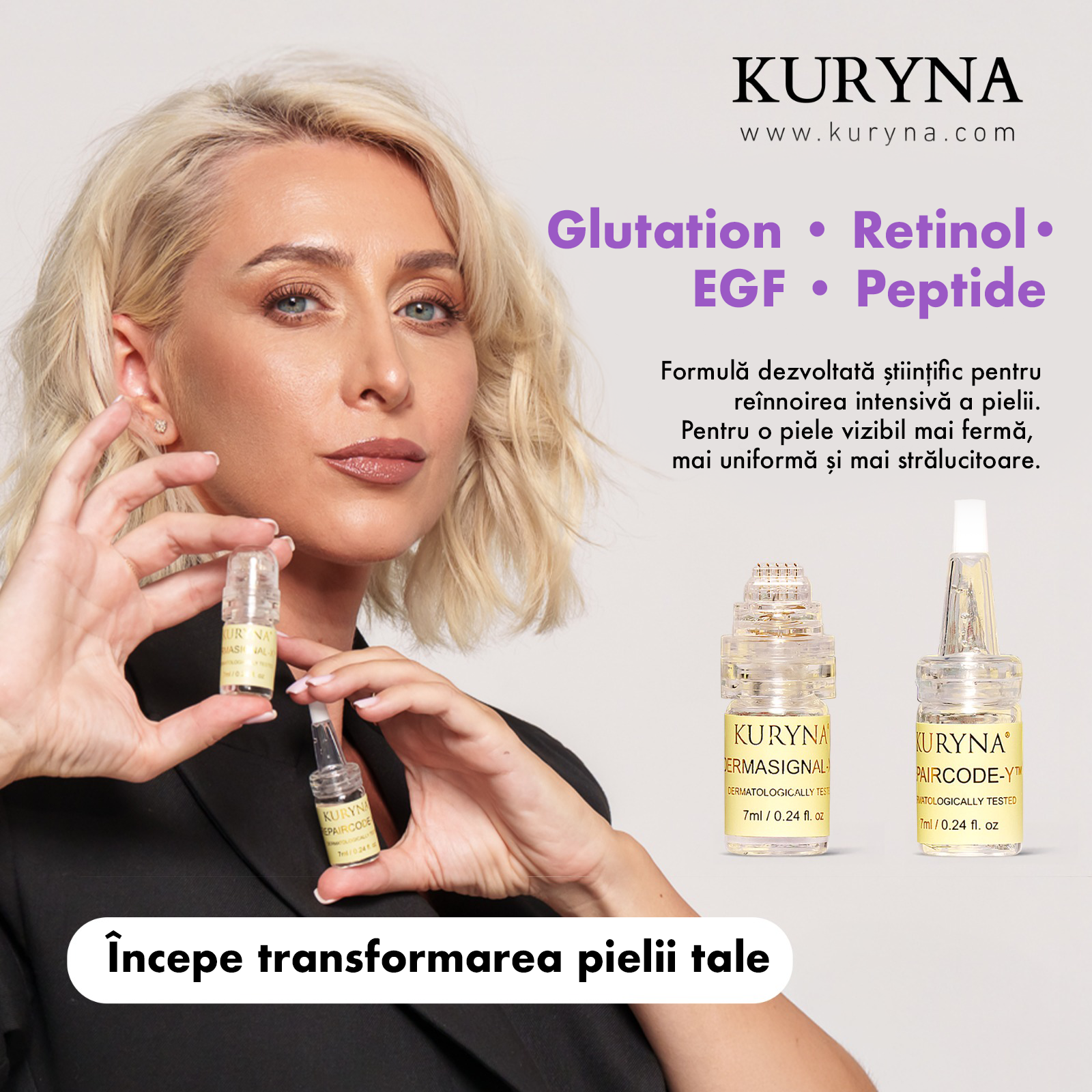 Kit GoldenSkin Microneedling (2 dispozitive) + Kuryna® Fiole (4 buc.)